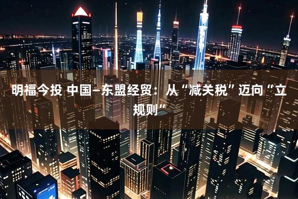 明福今投 中国—东盟经贸：从“减关税”迈向“立规则”